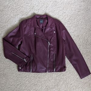 Burgundy Faux Leather Jacket